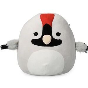Squishmallow Kellytoy Plush Basma The Whooping Crane Bird Gray Red 8 Inch